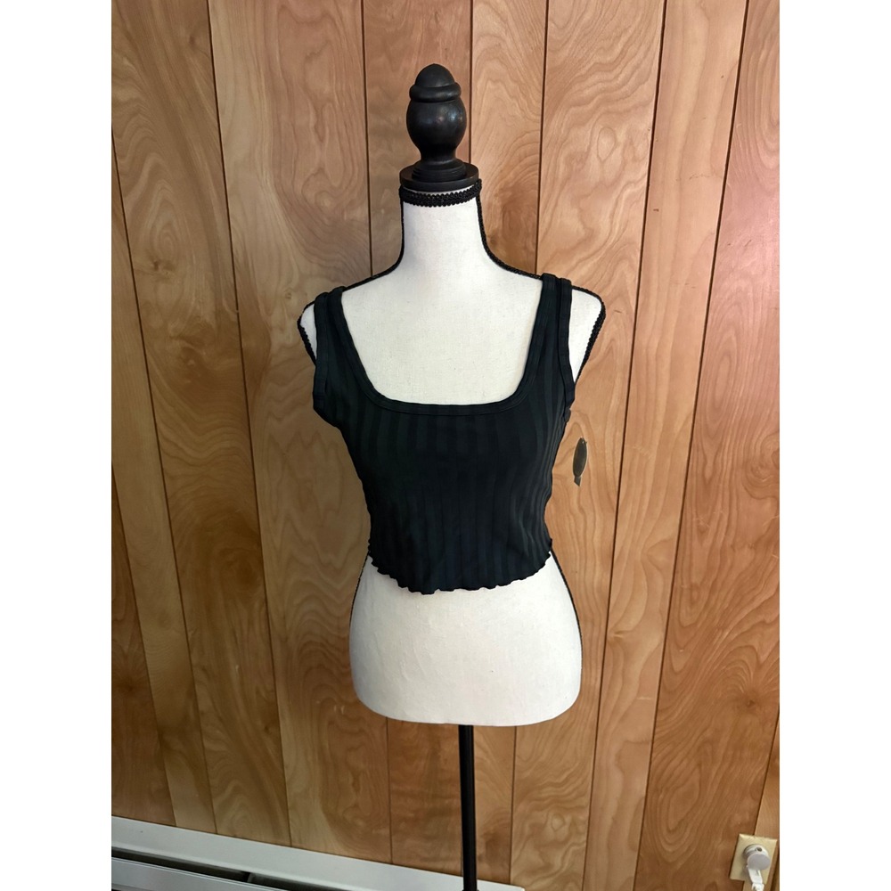 OFFLINE by Aerie OG Original Ribbed Crop Tank Top Black Square Neck‎ Small NWT